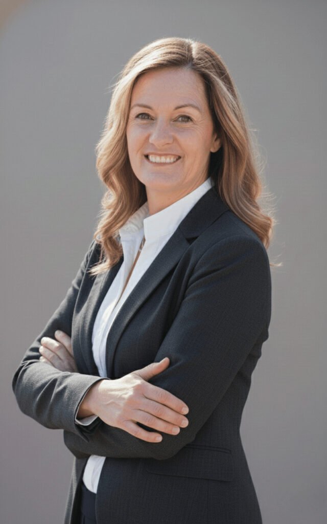 Half body shot in a formal attire of Stefani