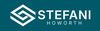 Teal background of Stefani Howorth logo.